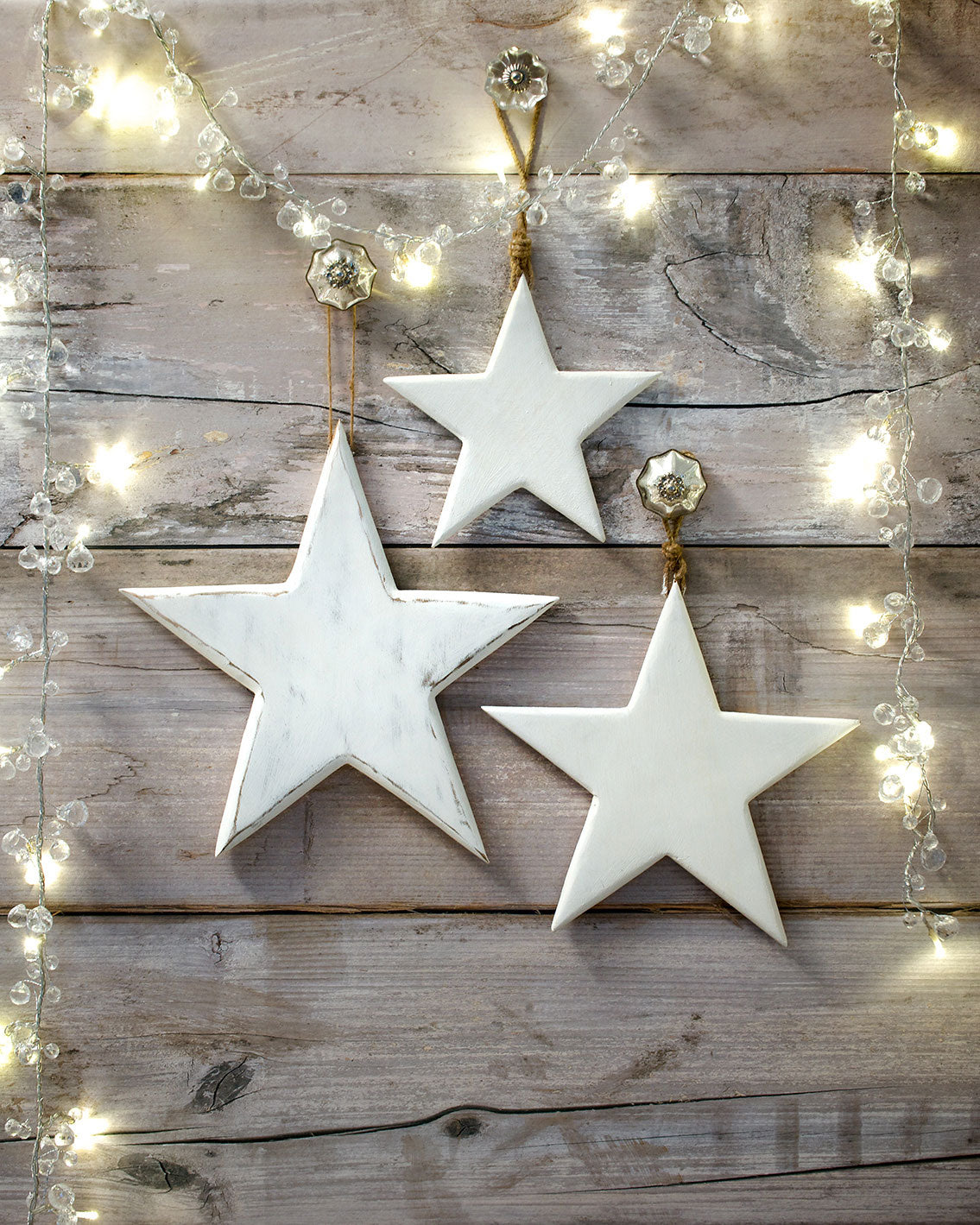 Shabby Chic Set of 3 Wooden Stars