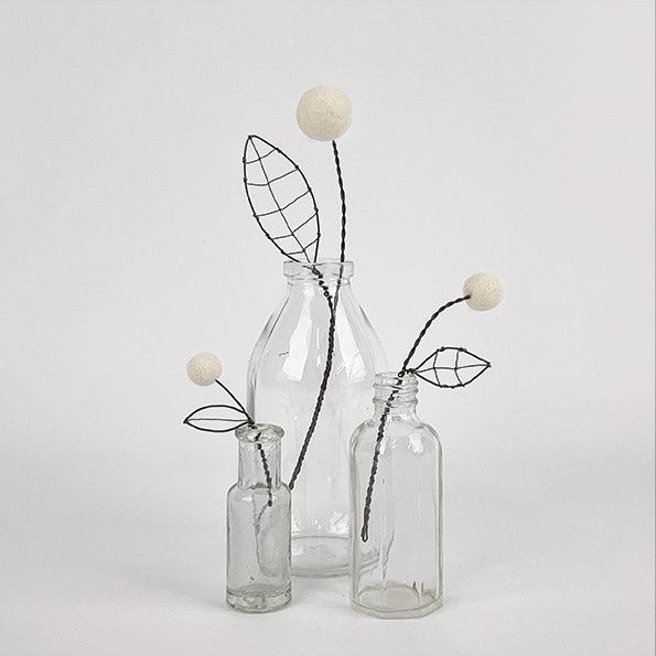 Wire Pompom Flowers - White