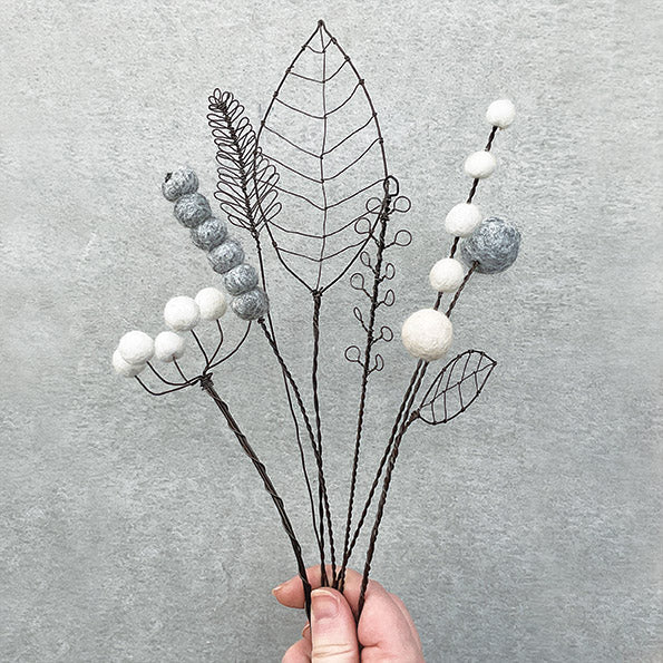 Wire & Felt Flowers - Snowberry