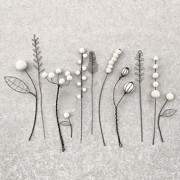 Wire & Felt Flowers - Snowberry