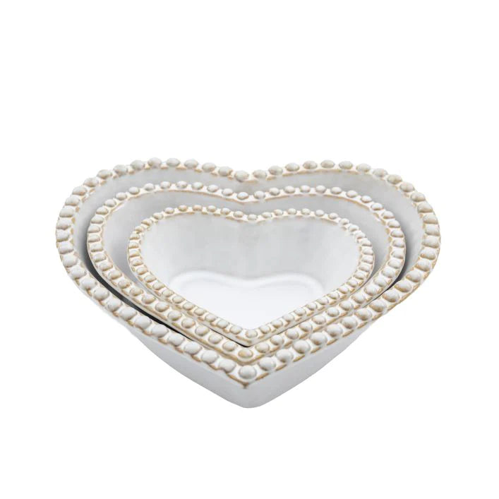 Set of 3 Beaded Heart Plates