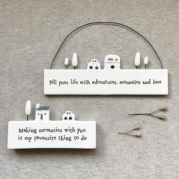 Hanging Porcelain Scenes - Fill your life with adventures, memories and love