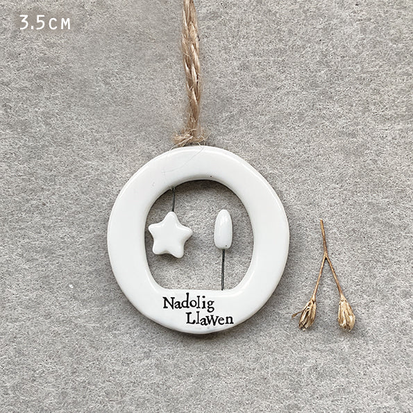 Porcelain Mini Hangers - Merry Christmas / Nadolig Llawen