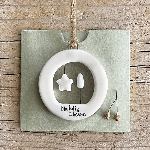 Porcelain Mini Hangers - Merry Christmas / Nadolig Llawen