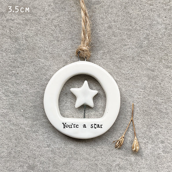 Porcelain Mini Hangers - Your a Star  / Twinkle