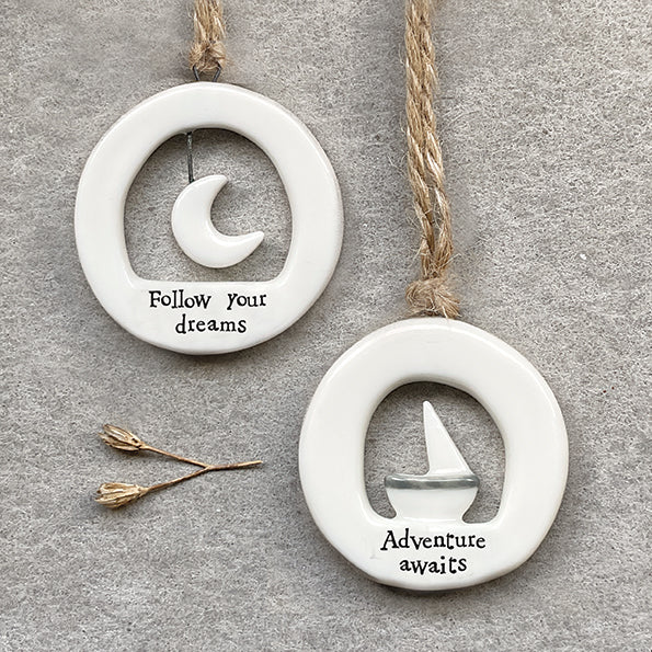 Porcelain Mini Hangers - Follow your Dreams / Adventure Awaits