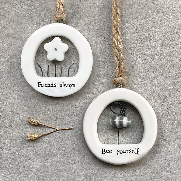 Porcelain Mini Hangers - Bee Yourself / Friends Always