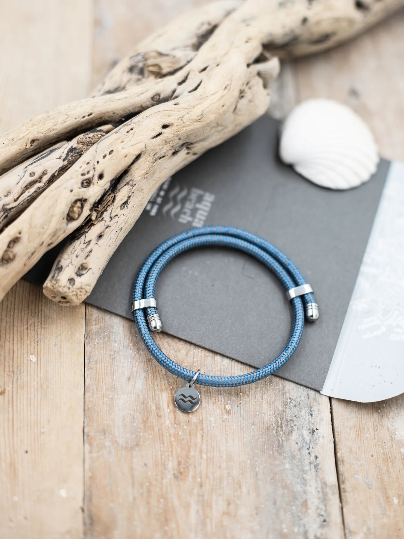 Adjustable Recycled Aqua Beach Bracelet