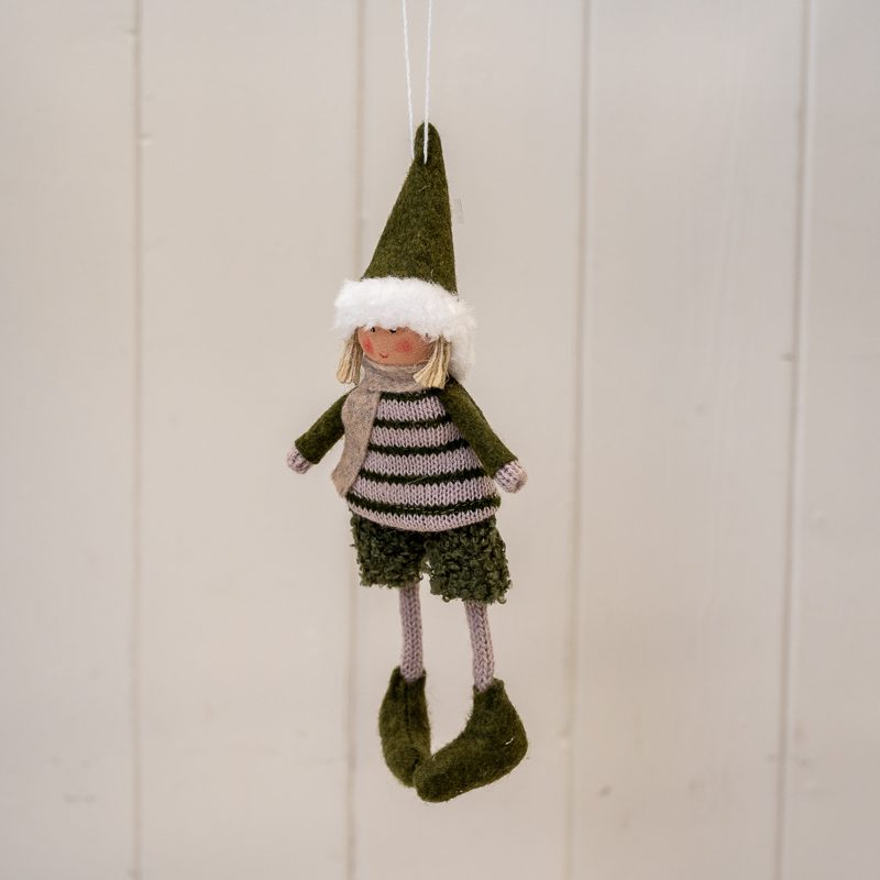 Hanging Green Boucle Doll