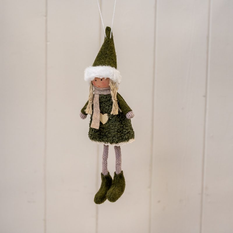 Hanging Green Boucle Doll