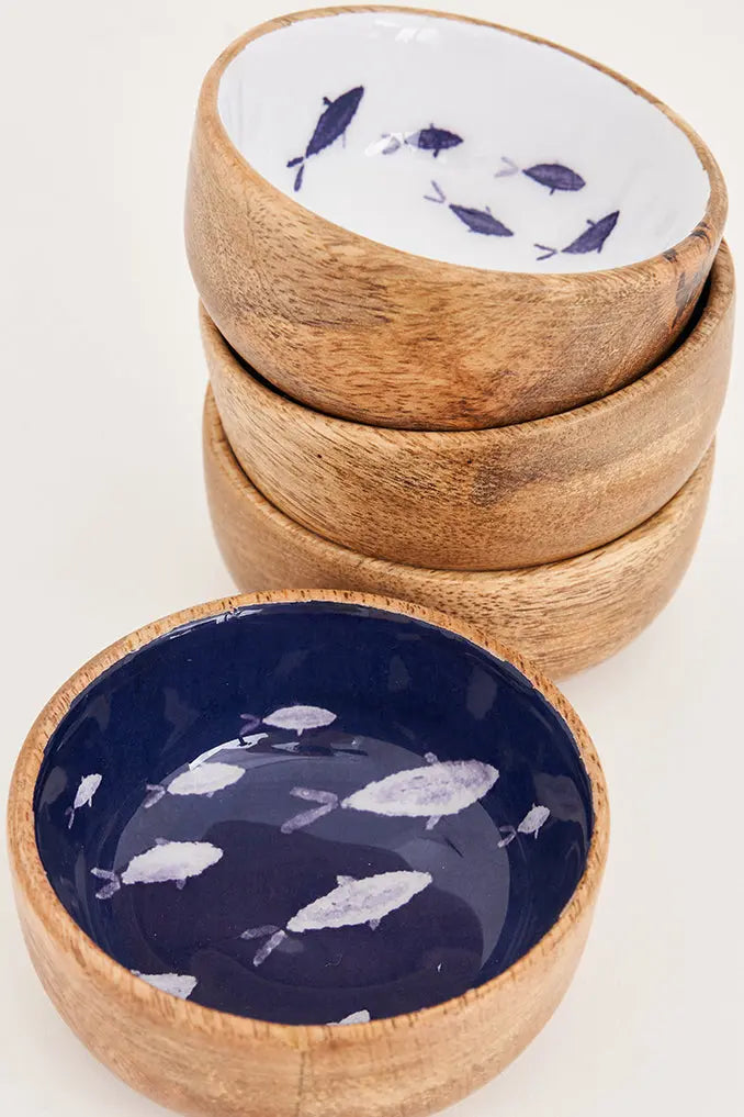 Mini Wooden Fish Bowls