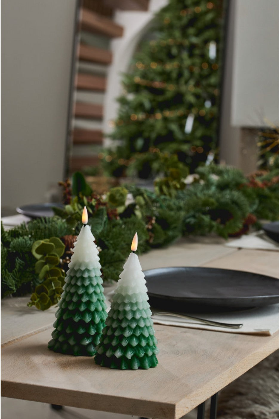 LED Winter Tree Candles - Set of 2