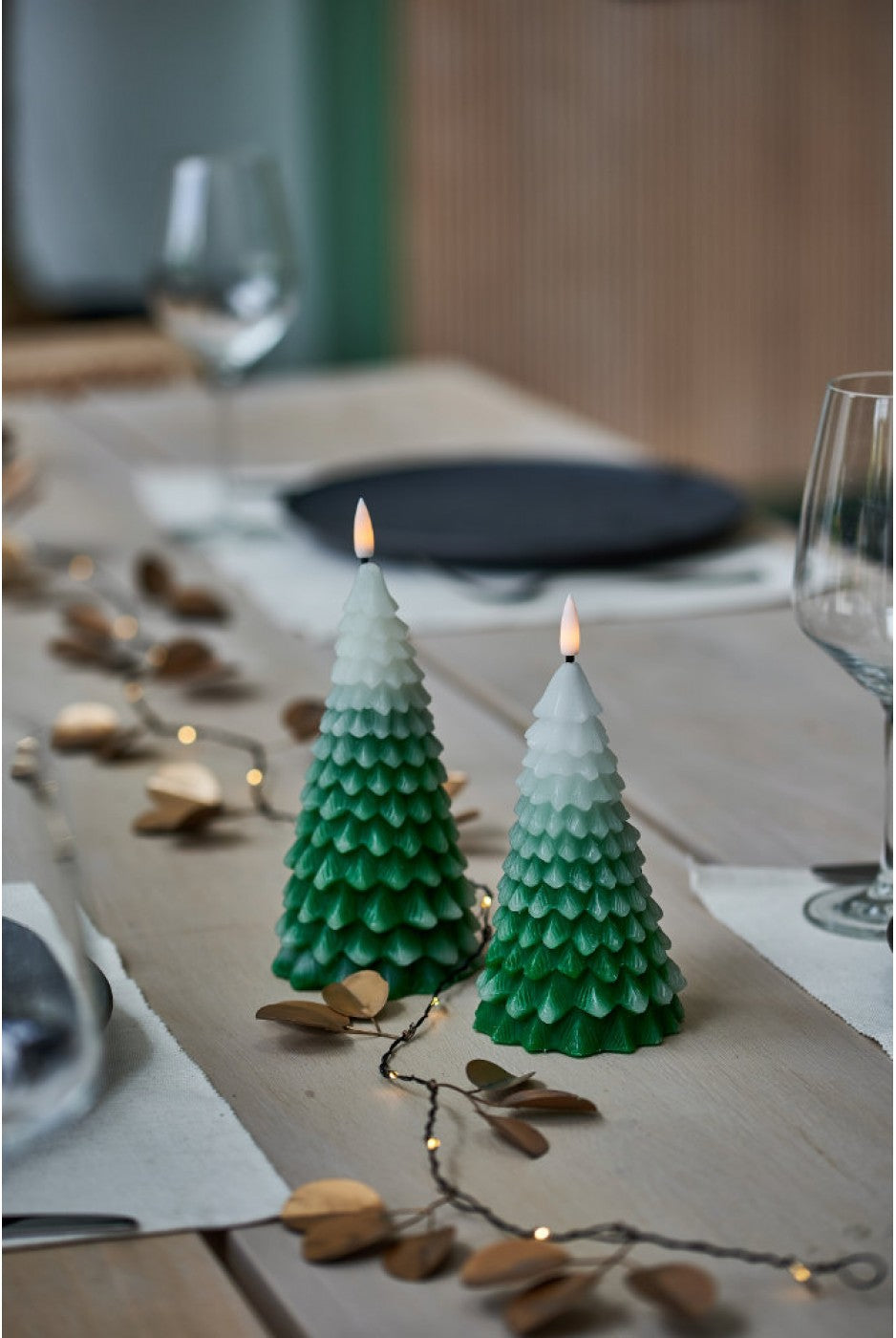 LED Winter Tree Candles - Set of 2