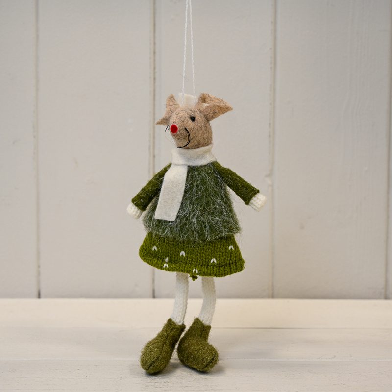 Green Knitted Hanging Mice