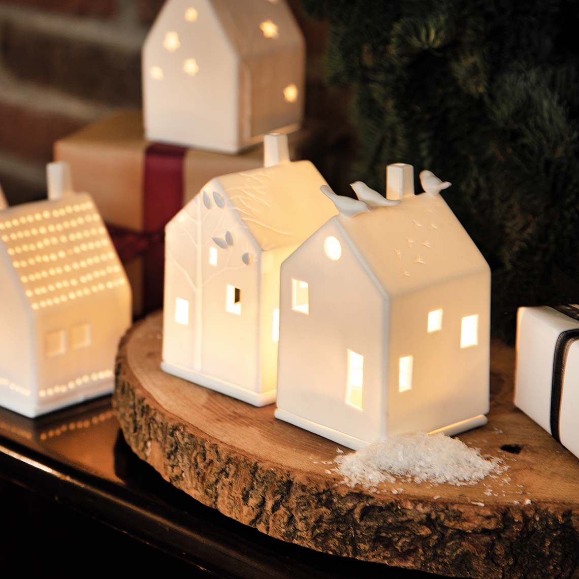 Porcelain Tealight Houses - Flower Meadow