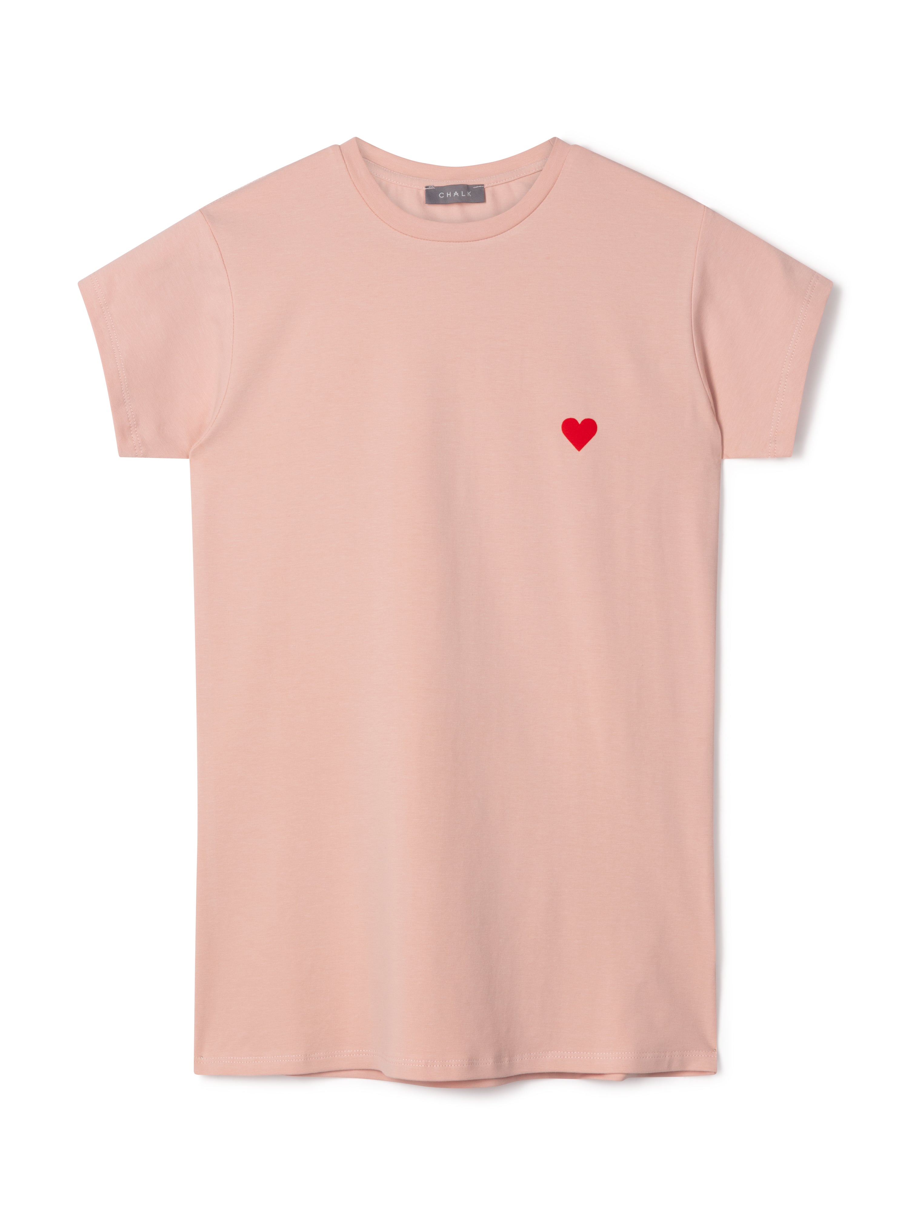Louise t-Shirt - Dusky Pink with White Heart