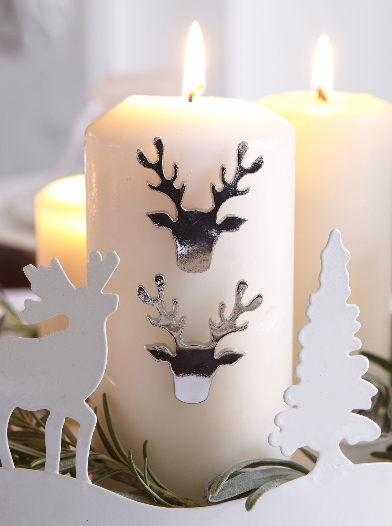 Candle Studs - Silver Reindeer