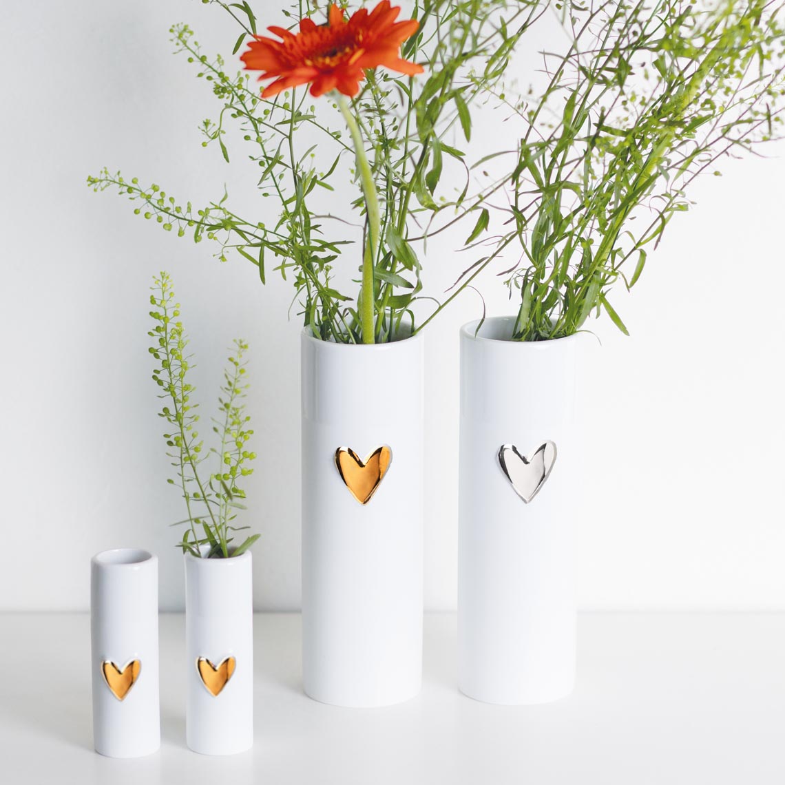 Mini Vases - Silver Heart