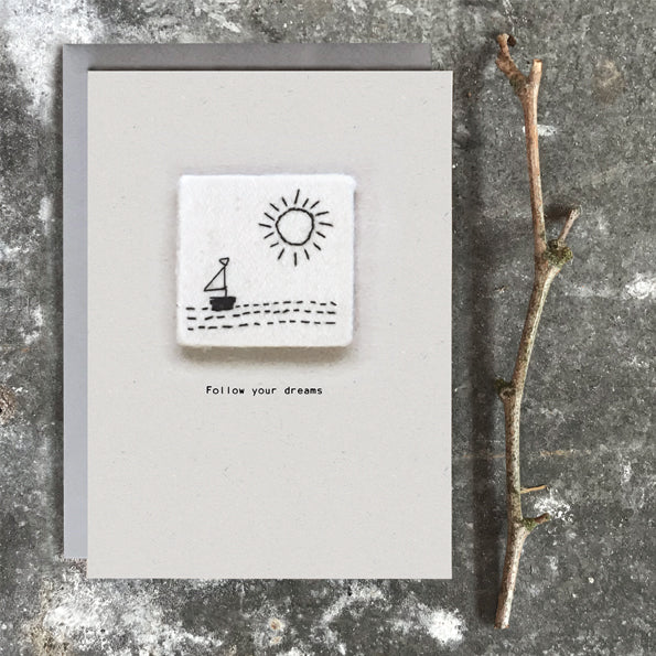 Card - Embroidered Follow your Dreams