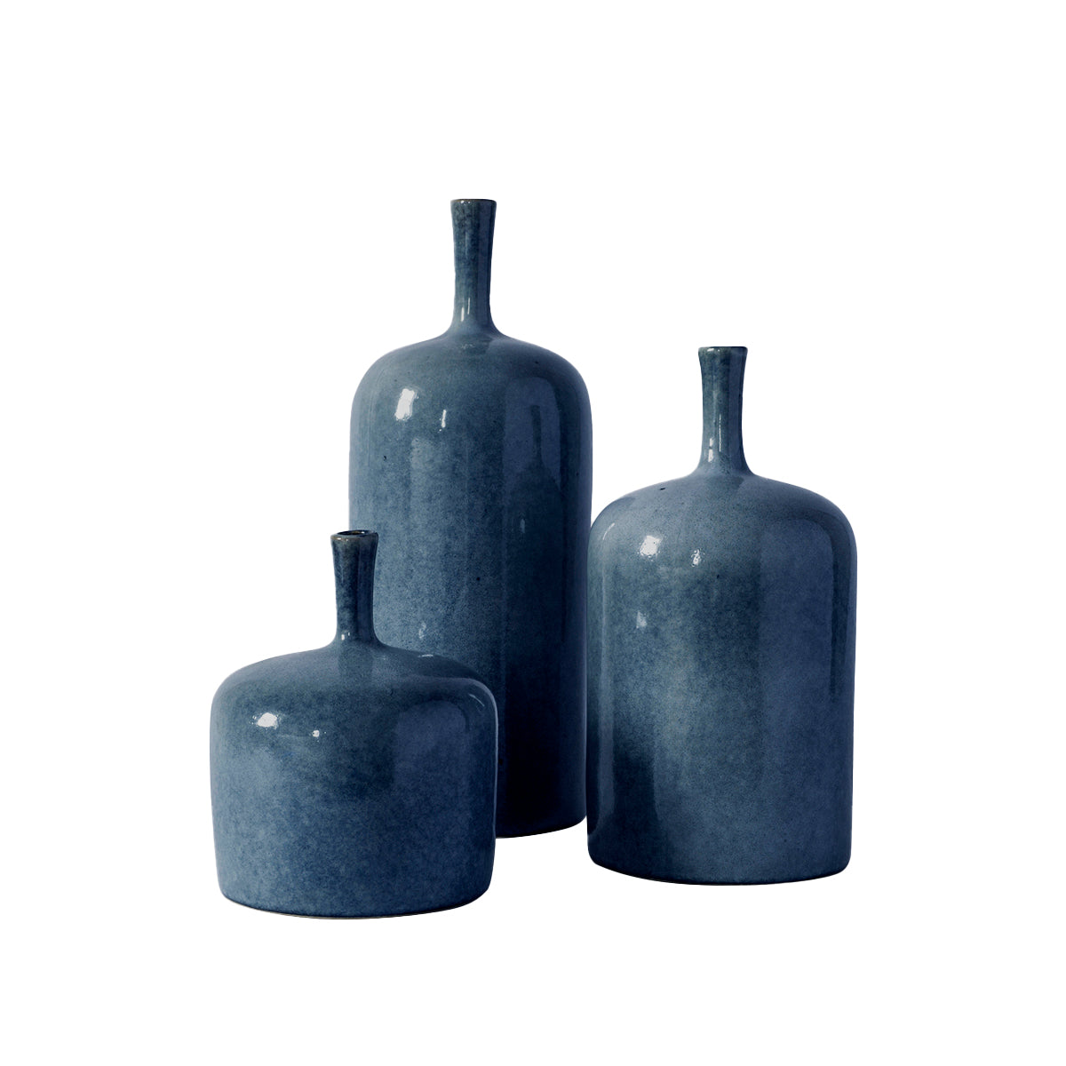 Ceramic Blue Bottles - Set of 3