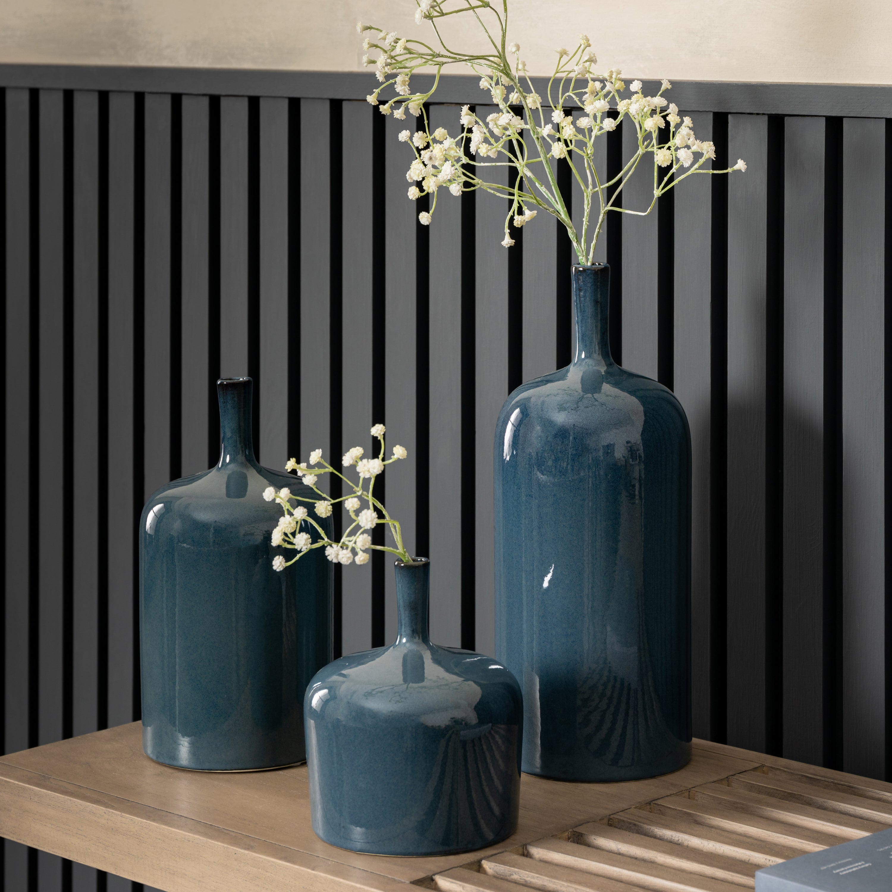 Ceramic Blue Bottles - Set of 3