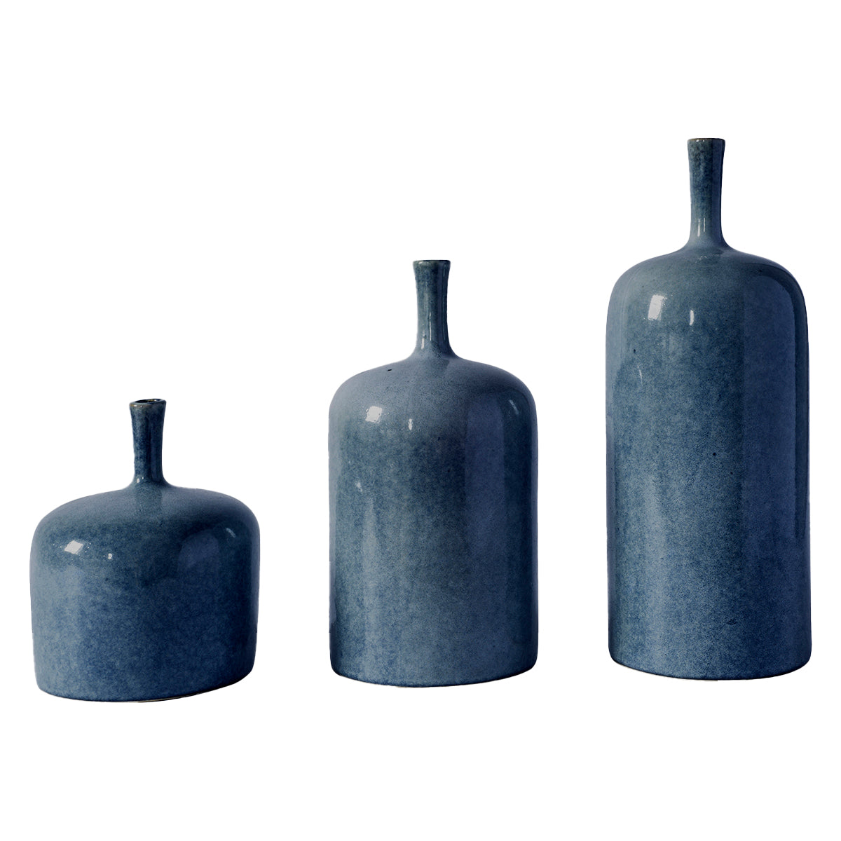Ceramic Blue Bottles - Set of 3