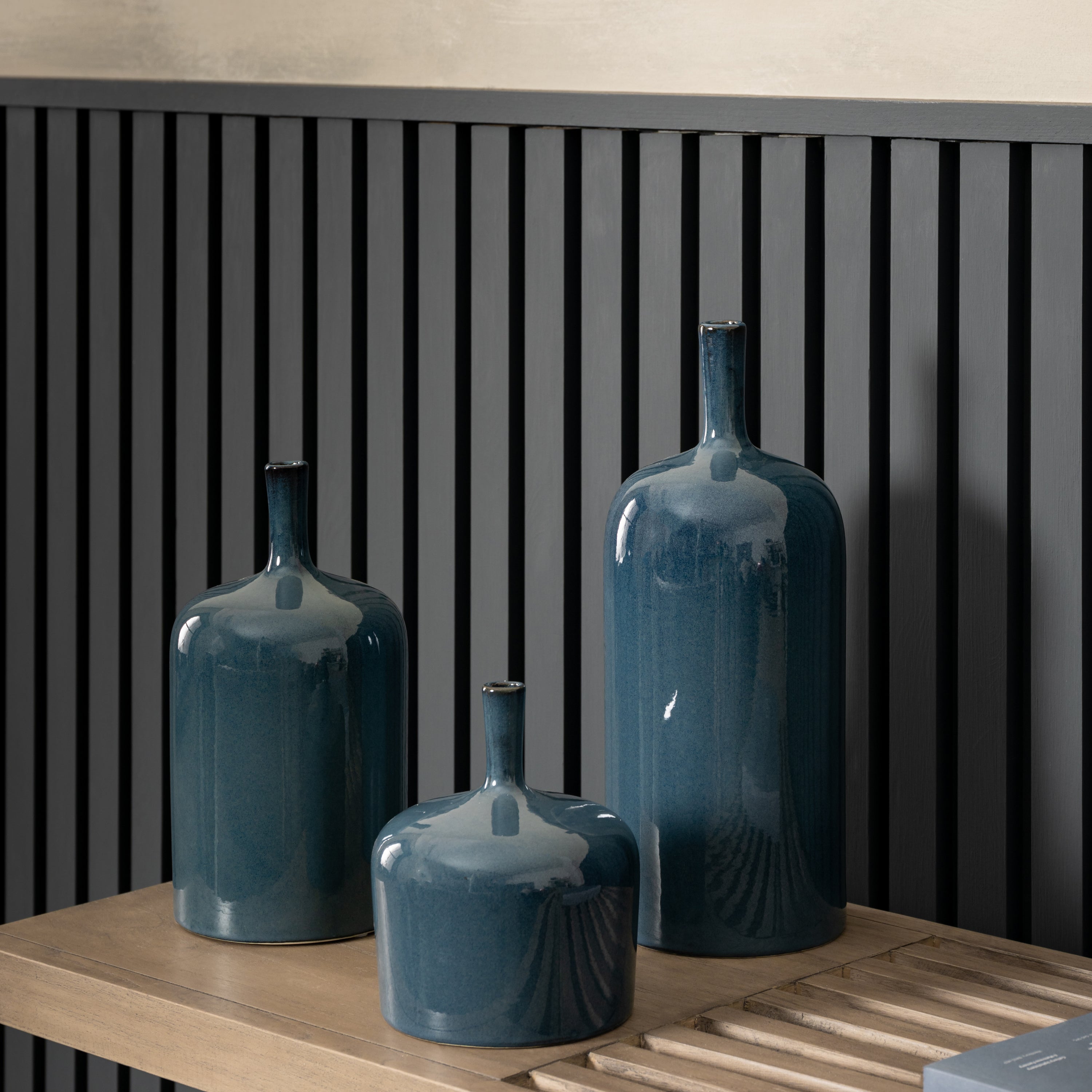 Ceramic Blue Bottles - Set of 3