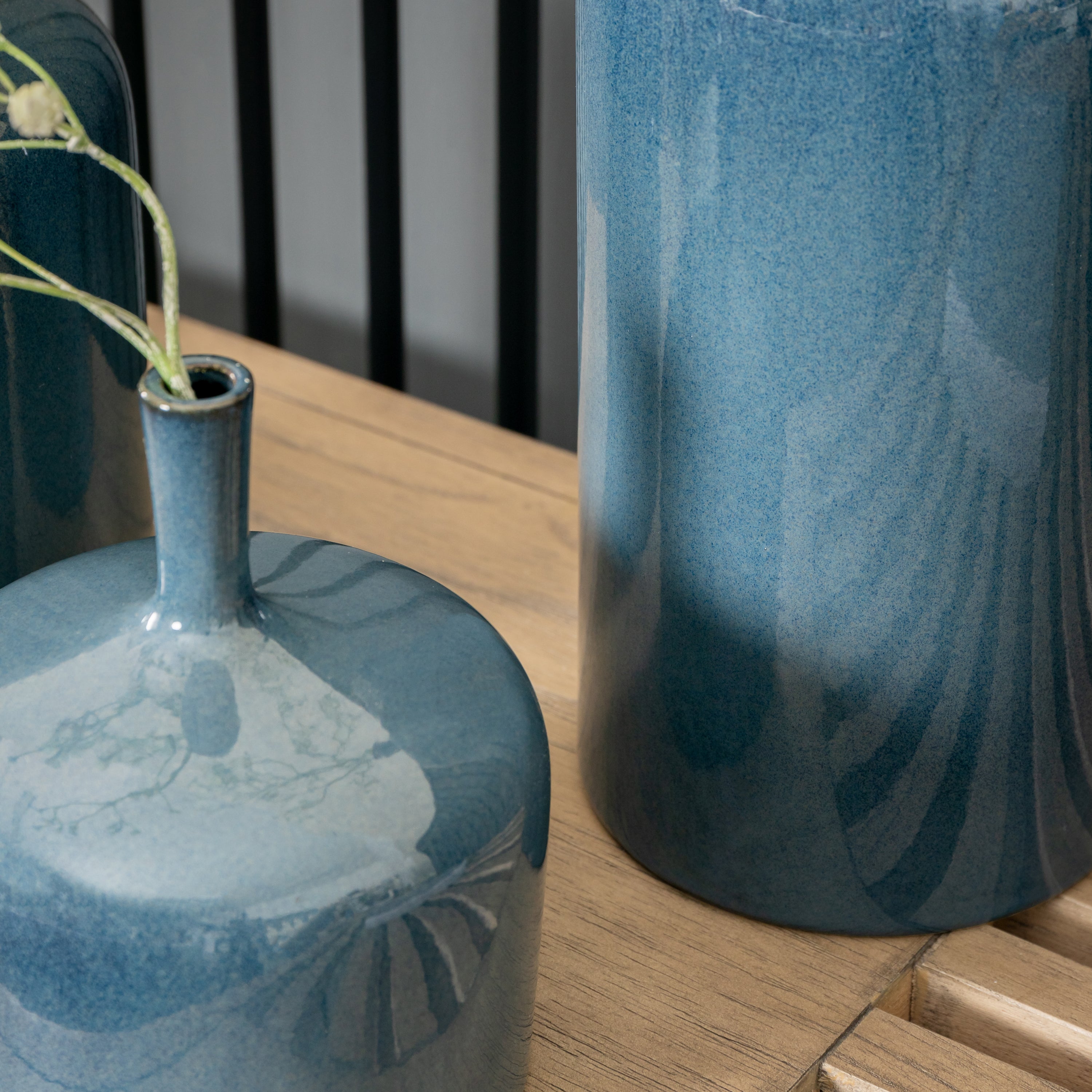 Ceramic Blue Bottles - Set of 3