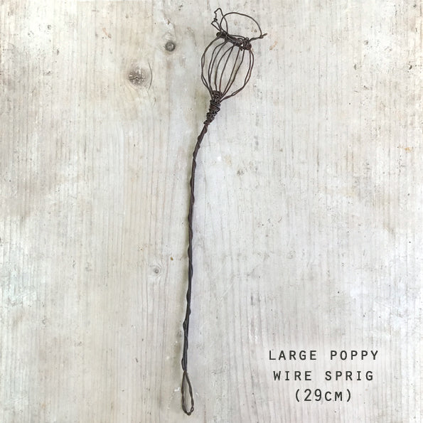 Rusty Wire Sprig - Poppy Head