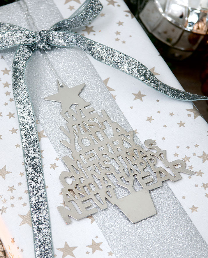 Silver 'Merry Christmas' Christmas Tree Hanging Decoration