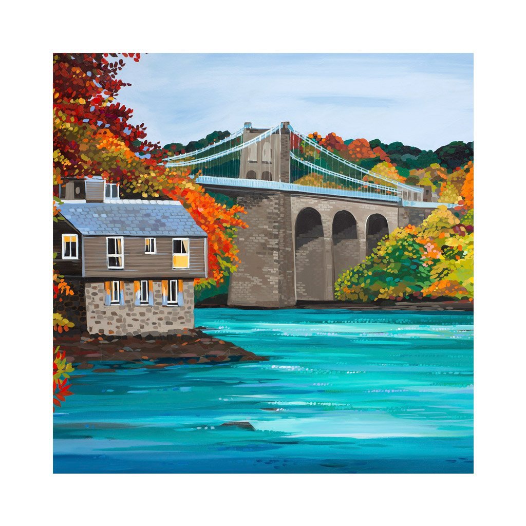 Janet Bell Card - Autumn Menai Bridge, Anglesey
