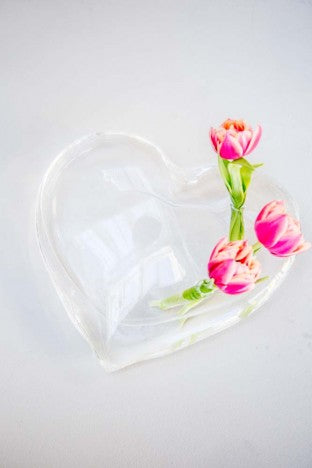 Glass Heart Tabletop Vase