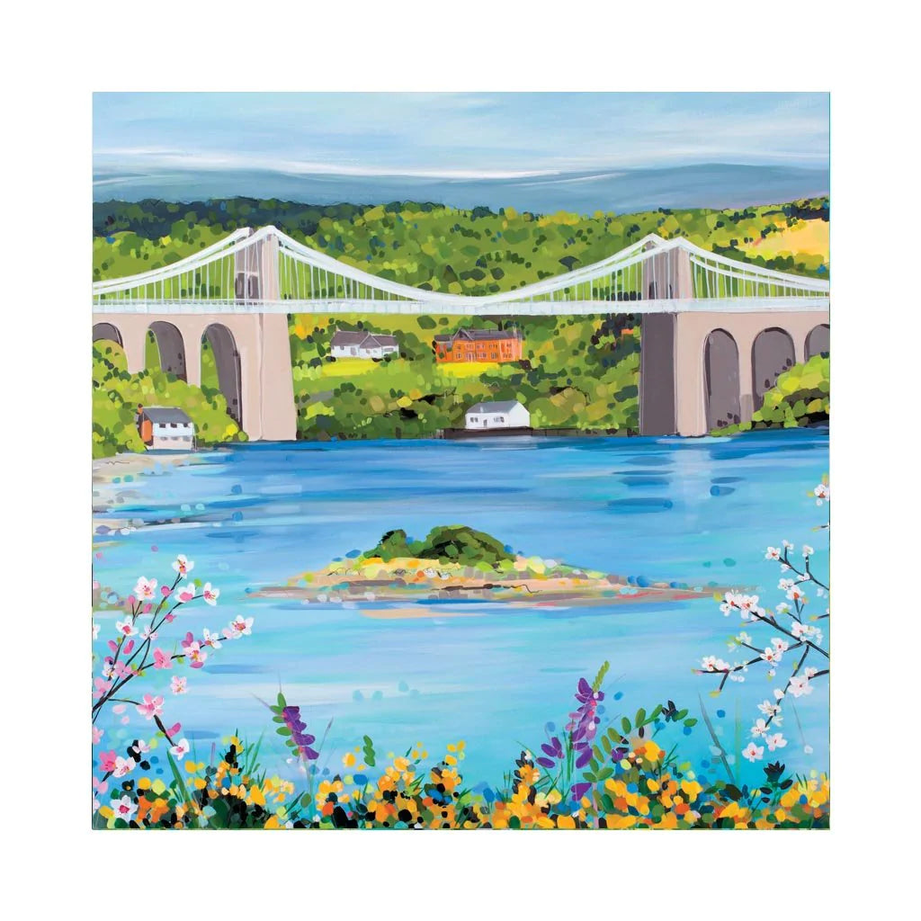 Janet Bell Card - Menai Bridge in Spring, Anglesey