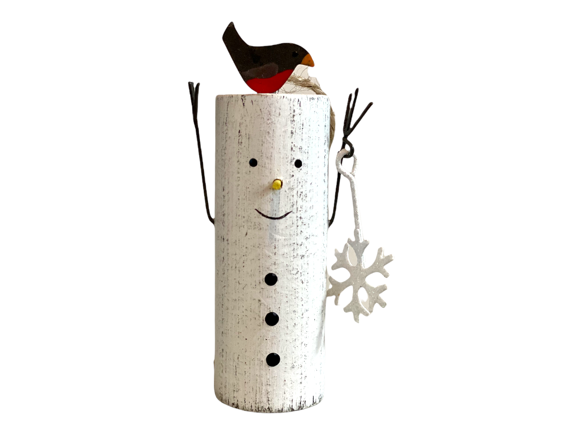 Wooden 'Stickman' Hanging 'Hug Me' Snowman