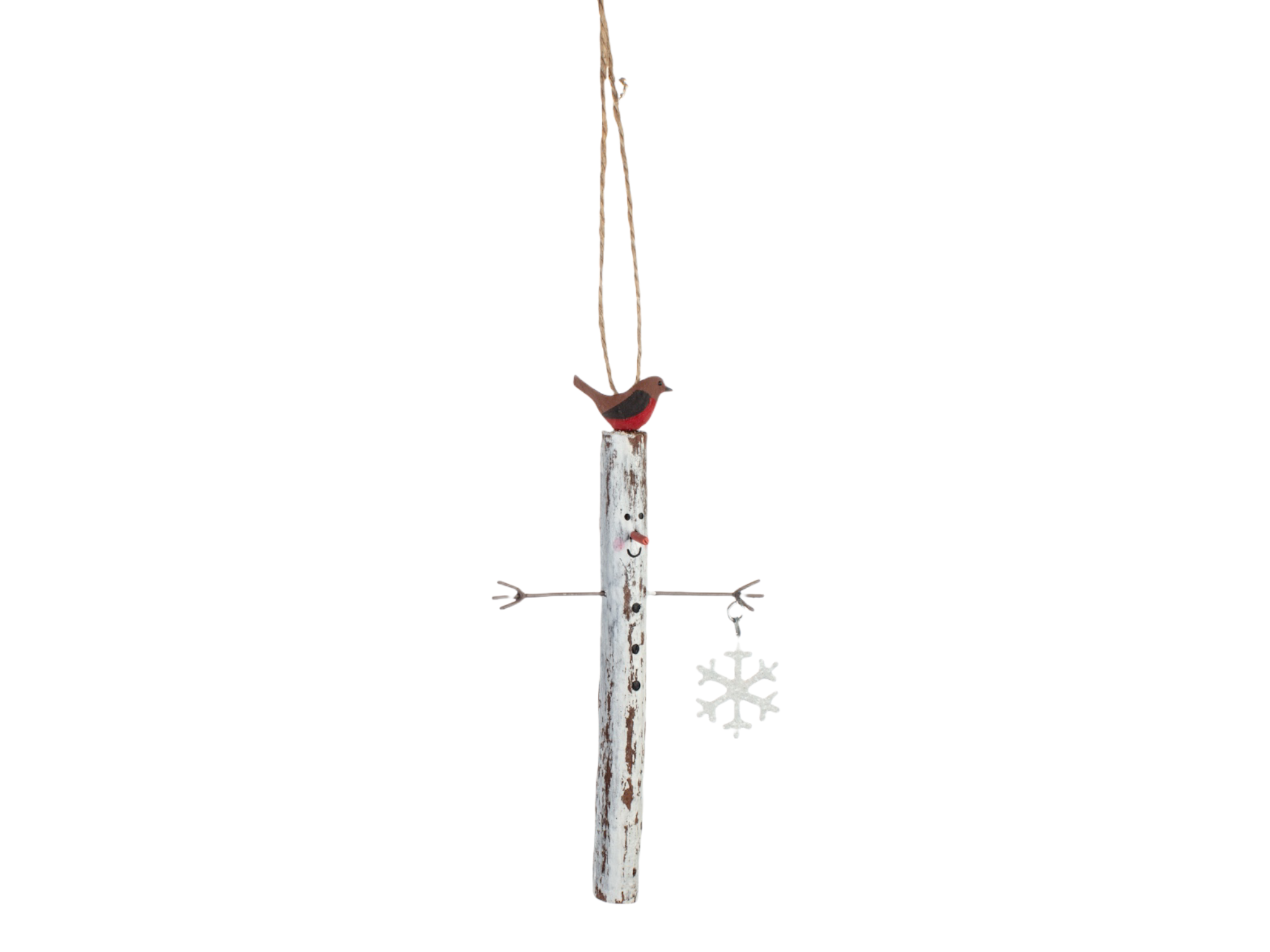 Wooden 'Stickman' Hanging 'Hug Me' Snowman