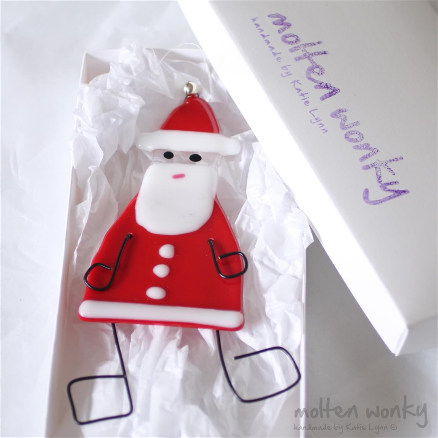 Glass Father Christmas Decoration