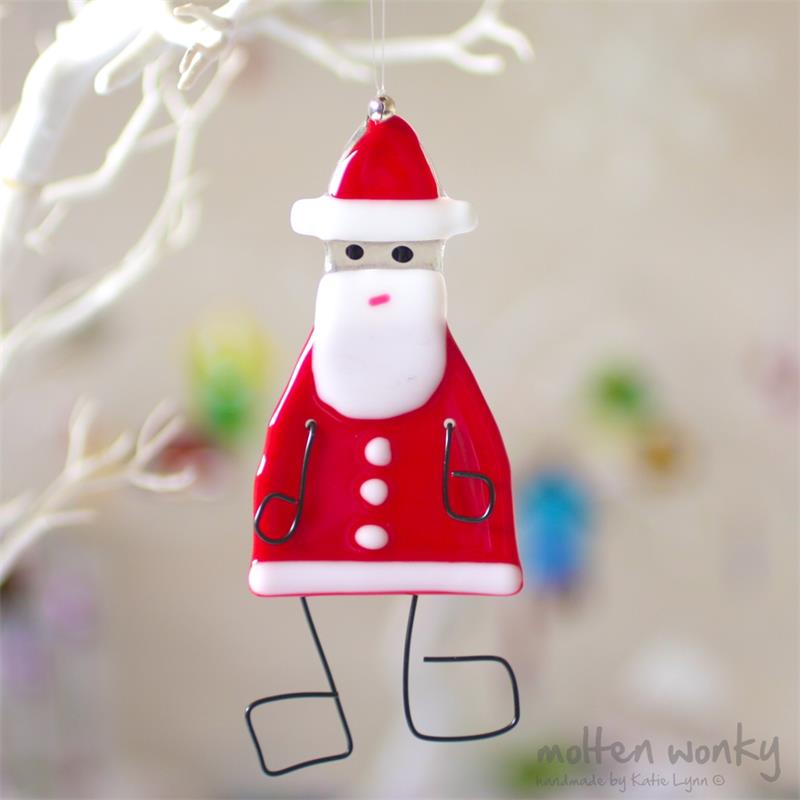 Glass Father Christmas Decoration